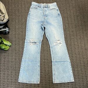 PacSun Blue Flare Wide Leg Jeans with Vintage Distress